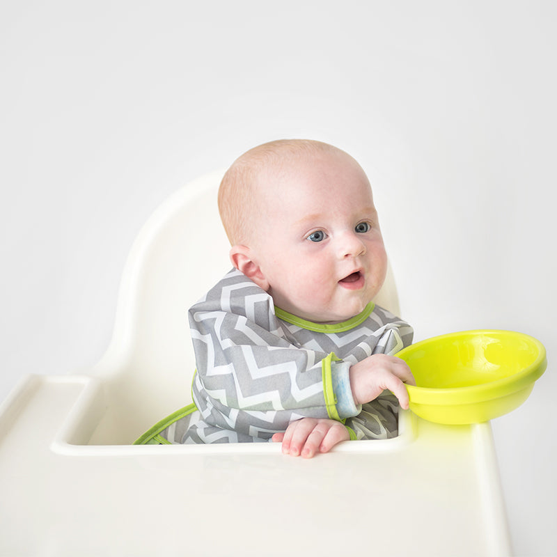 Baby in Cleanbib With Sleeves | Green Chevron