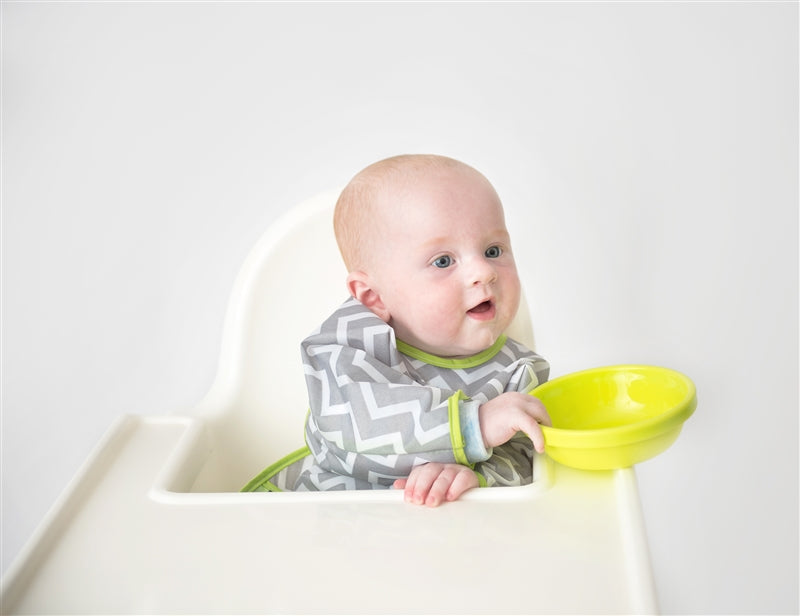 Baby in Cleanbib With Sleeves | Green Chevron