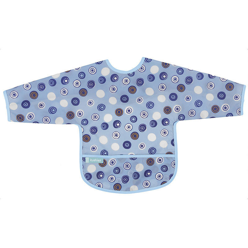 Cleanbib With Sleeves | Blue Crazy Circles