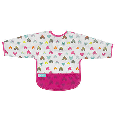 Cleanbib With Sleeves | White Doodle Hearts