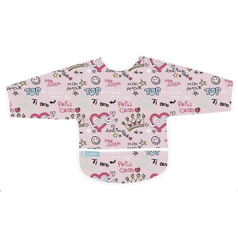 Cleanbib With Sleeves | Love Graffiti Pink front